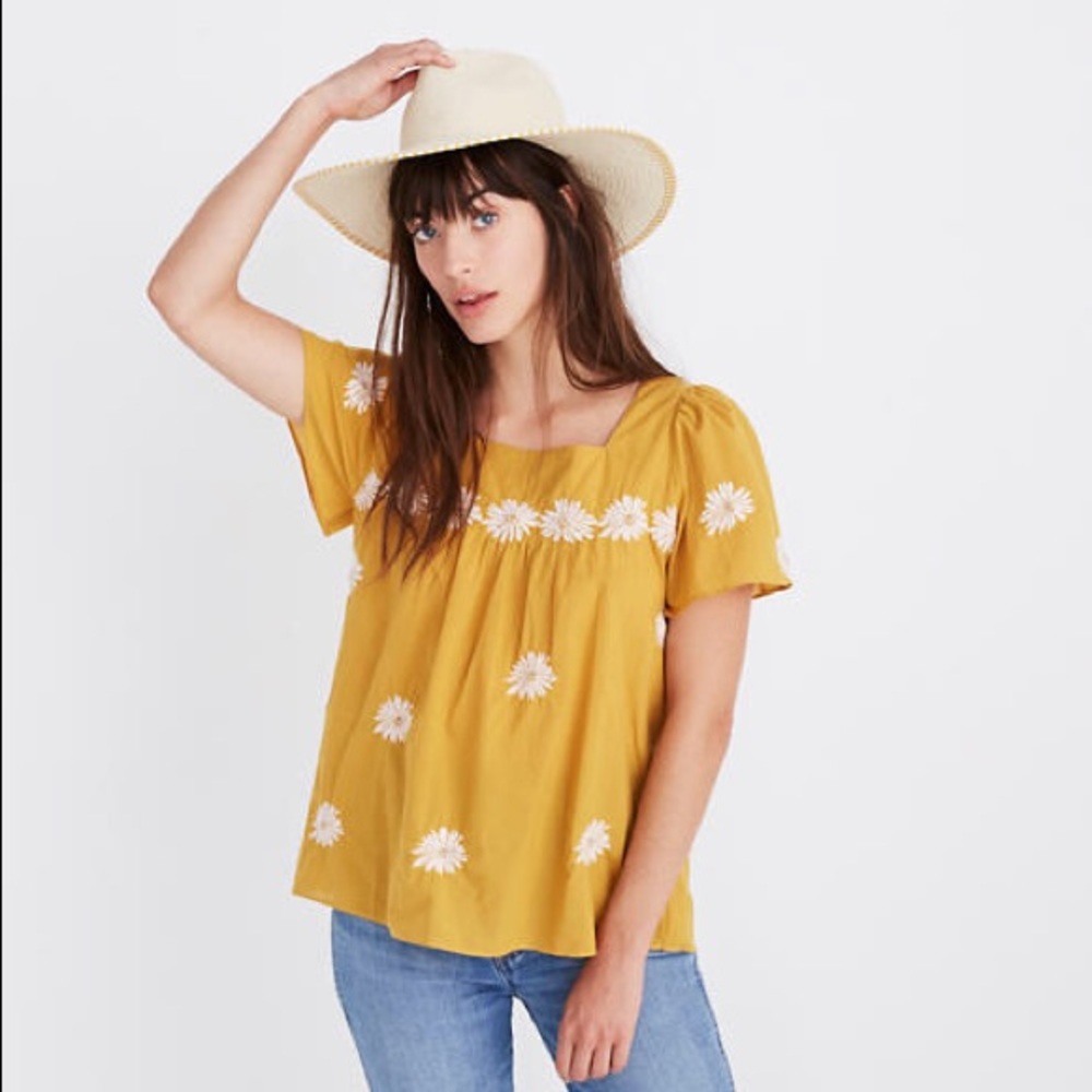 Madewell Floral Embroidered Butterfly Top XS